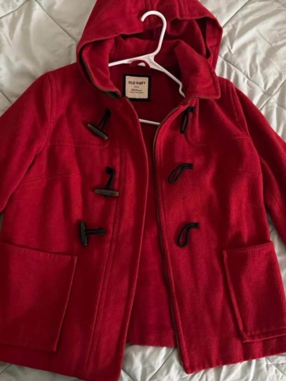 Red Hooded Toggle Duffle Coat, Fits Large